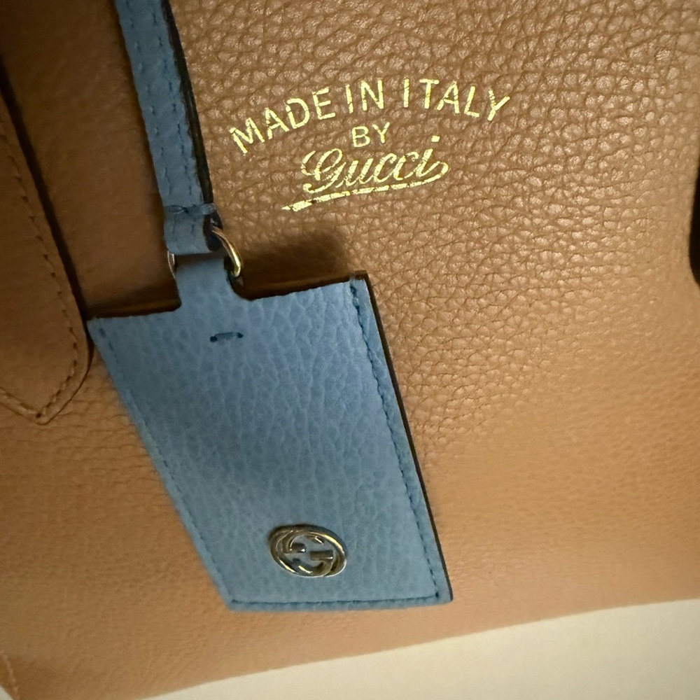 Gucci Swing tote bag in beige/tan pebbled leather EUC - Picture 6 of 7